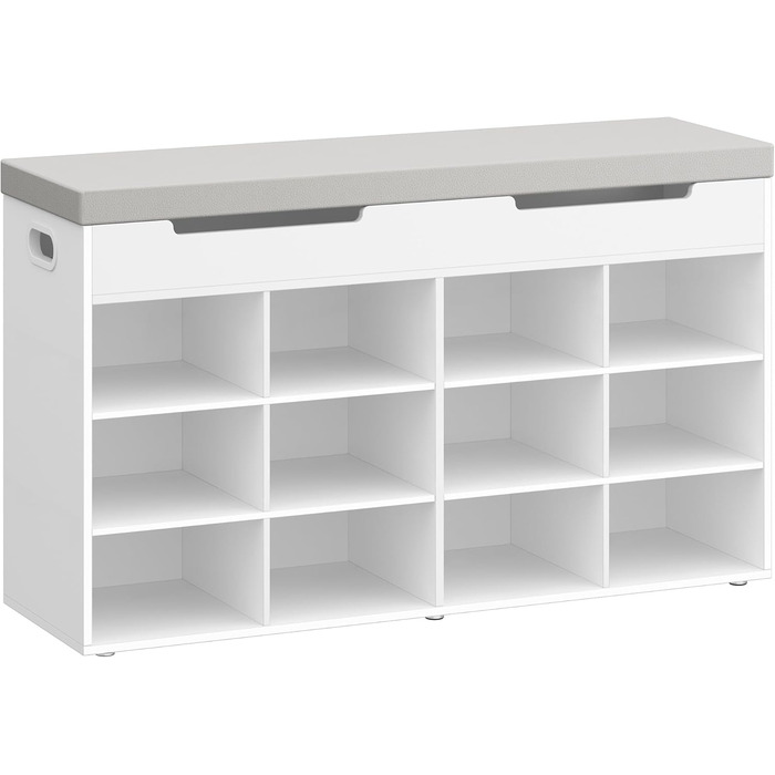 Лавка для взуття Hzuaneri, полиця для взуття із сидінням, лавка для зберігання, 12 відділень, знімні полиці, підходить для вітальні, коридору, входу, 30 x 100 x 55 см, білий SB53503GY