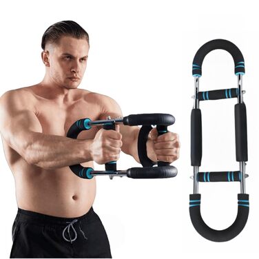 Силовий тренажер для грудей та плечей. Регульований еспандер для ефективного силового тренування верхньої частини тіла вдома в тренажерному залі. Синій.