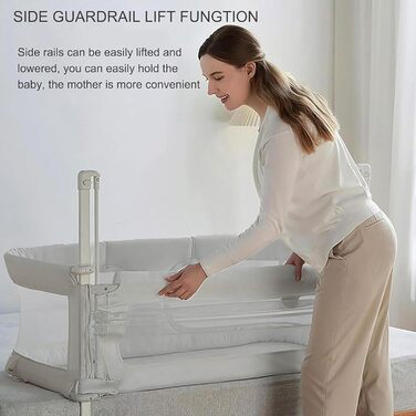 Дитяче ліжечко 3-в-1, 120x50 см, дитяча колиска, дитяче ліжко, дитяче дорожнє ліжечко, колиска, дитяче ліжечко-приліжко, пружинне ліжко Baby Box, з москітною сіткою, яку можна розмістити на ліжку (колір кремовий 120x50 см сірий)