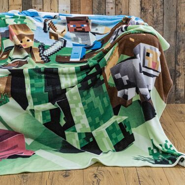 Флісова ковдра Character World Minecraft 160x200 см - Коралова флісова ковдра Фігурки Minecraft Фан-товари для дітей, підлітків та дорослих - Покривало