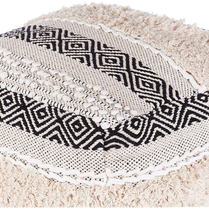 Кремово-білий пуф, 50 x 50 см, бавовна в стилі бохо, ретро декоративні елементи, Канам