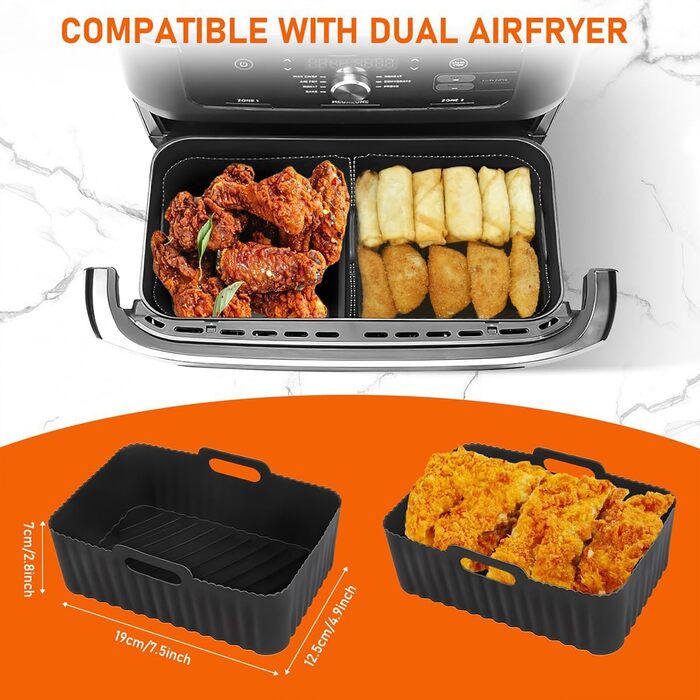 Аксесуари для фритюрниці Viriech, аксесуари для багаторазової фритюрниці з 14 предметів Двокамерна фритюрниця Силіконова форма для Ninja Foodi AF400EU AF500EU та більшість двозонних фритюрниць