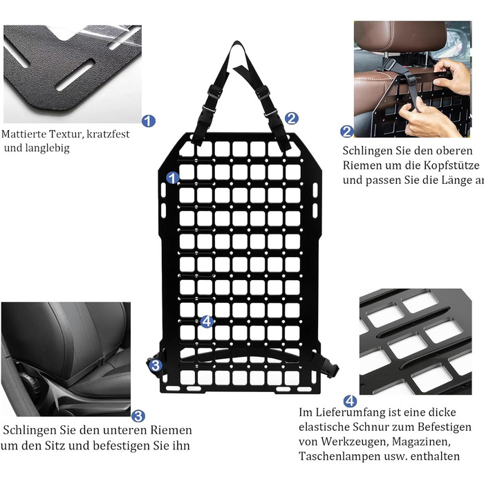 Панель Автомобіль 58см * 36см Molle Спинка сидіння Організатор спинки заднього сидіння Тактичне зберігання Абс Пластик Екологічно