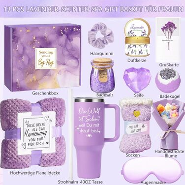 Подарунки для жінок, подарунковий набір на день народження для найкращої подруги, дружини, матері, колеги, сестри з оздоровчим ефектом келих для вина з нержавіючої сталі об&39ємом 40 унцій, ковдра, подарунковий набір з ароматом для ванни з 13 предметів, ф