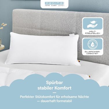 Подушка Regina Home з 3 камерами - 40x80 см - Ергономічна подушка для шиї з 10 пір&39я та 90 пуху - Можна прати та підходить для алергіків - 100 бавовна, 3 камери, 40 x 80 см