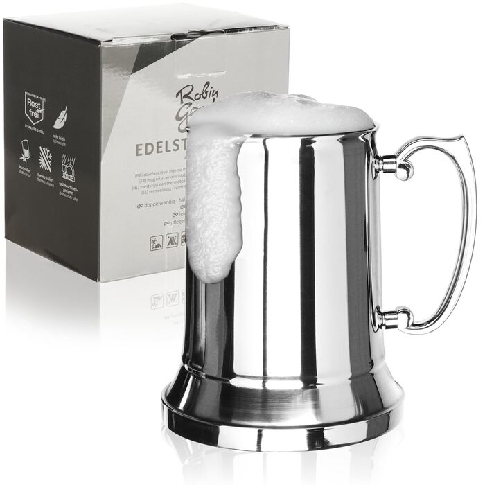 Кухоль з нержавіючої сталі - металевий пивний кухоль - термокружка з двома стінками - кемпінгова кружка без бісфенолу А 450 мл