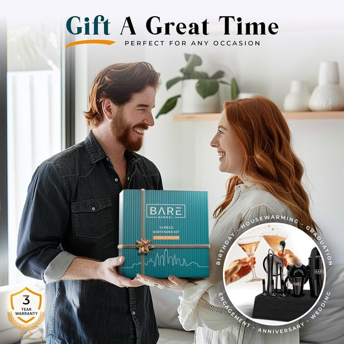 Професійний набір шейкерів для бармена Mixology 14 предметів для коктейлів Martini (Jet Black, шейкер Cobbler)