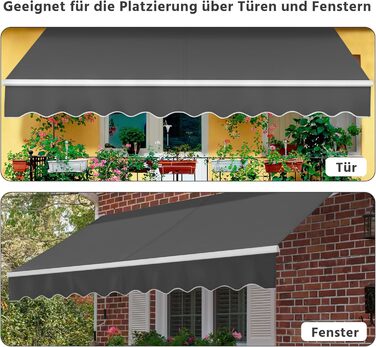 Висувна маркіз Yaheetech, складна маркіз з ручним приводом 300x250 см, регулювання кута нахилу сонячної маркізати (5-35), вкл. настінне кріплення темно-сірого кольору 300 x 250 см темно-сірого кольору