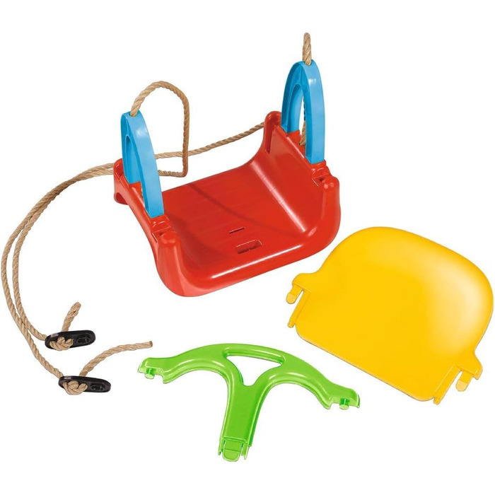 Гойдалка 3 в 1, мотузка попередньо змонтована, висота гойдалки приблизно 120 см, ширина сидіння 28 см, жовтий/синій/червоний/зелен