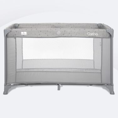 Дитяче ліжечко Lorelli Baby Travel Cot, 2 в 1, дитяче ліжечко та манеж Carina, дитяче ліжечко від народження до 15 кг, складне, включаючи сумку для транспортування, сірий