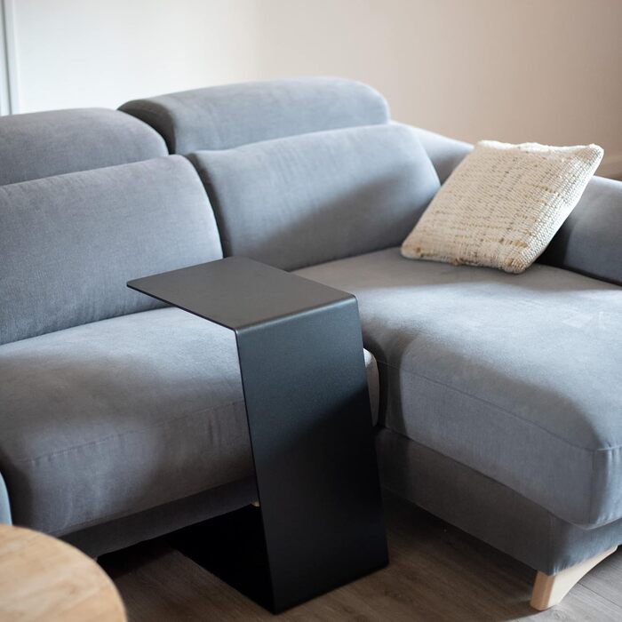 С-подібний журнальний столик MILUKA, чорний метал, 30x40 см Невеликий столик для вітальні, столик для дивана або столик для ноутбука Сучасний дизайн для вітальні та балкону