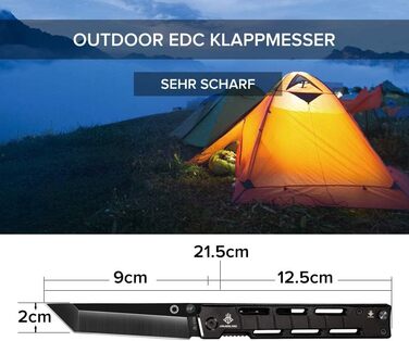 Складний ніж NedFoss DG-BK Tanto, гострий ніж Tanto, одноручний ніж 9 см з піхвами, рогатка рогатка з гумовою стрічкою, рогатка ро