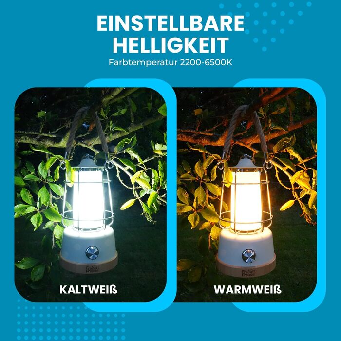 Світлодіодний акумуляторний кемпінговий ліхтар 370 лм з можливістю дімування заряджання через USB, колірна температура 22006500K, час горіння до 75 годин, зовнішній ліхтар IP44 із зарядним пристроєм, бамбуковий та конопляний шнур