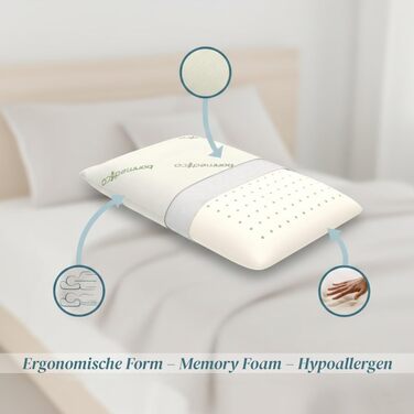 Ортопедична подушка для шиї bonmedico з піни з ефектом пам&39яті для болю в шиї та покращення положення сну 68x40x12 см для сну на спині та на боці чохол, який можна прати, гіпоалергенна Supreme 12 см