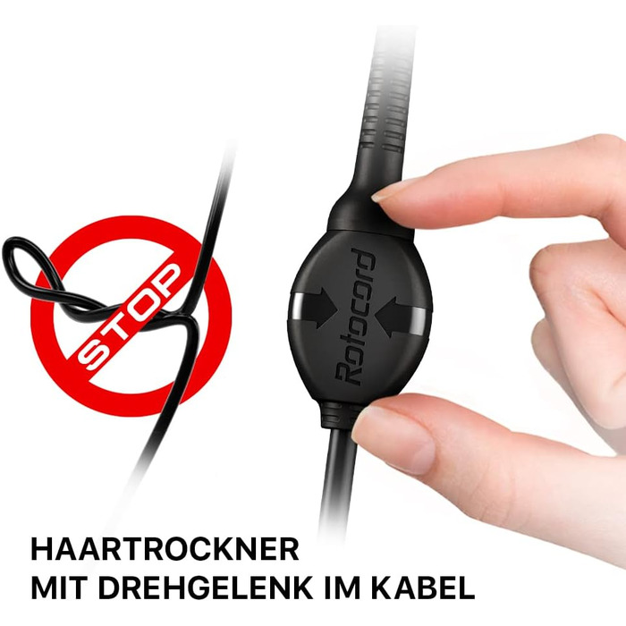 Професійний фен, компактний, легкий і тихий фен, цифровий двигун, регульована температура, іонна функція, 2200 Вт, швейцарське вир