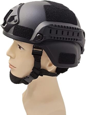 Шолом Fast з м&39якою підкладкою, розмір 22,05-23,62 дюйма, регульований, універсальний страйкбольний шолом для пейнтболу з бічними планками, кріпленням для NVG для полювання (чорний)