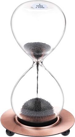 Пісочний годинник SuLiao для Uten, поворотний на 720, старовинний білий пісочний годинник, вінтажний пісочний годинник 1 Hora Reloj de Arena, великий метал, пісочне скло, офіс, письмовий стіл, дім, весільне оформлення (сірий магнітний пісок, 1 хвилина)