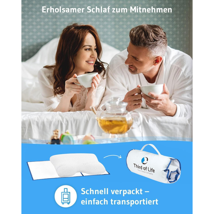 Подушка для сну на боці GIANFAR Ергономічна подушка Подушка для шийного відділу хребта з піною з ефектом пам&39яті Високоякісний терморегулюючий чохол Подушка для підтримки шиї з гігієнічним ультрасвіжим покриттям Термонаволочка білого кольору 55x40x12/10