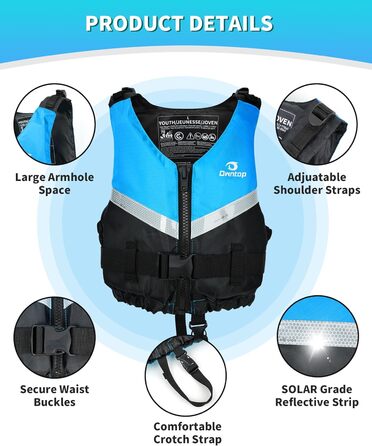 Плавальний жилет Owntop для підлітків та дітей, легкий унісекс-плавець, регульований плавучий жилет зі зручним ремінцем у промежині для каякінгу, риболовлі, тренувань з плавання та всіх водних видів спорту. Синій, дитячий, розмір XXS (30-40 кг, 70-80 см)