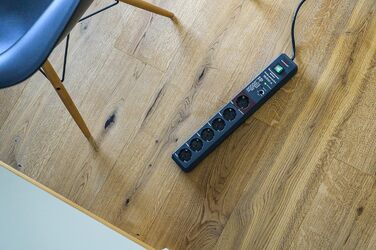 Розетка Brennenstuhl Secure-Tec 6-місна із захистом від перенапруги та функцією Main Follow (розетка з вимикачем і кабелем 3 м) ан