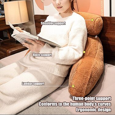 Універсальна подушка для читання для ліжка Ергономічна подушка для спини Capybara Design - з підлокітниками та подушкою для спини для ліжка - для дорослих, дітей, дивана, сну, сидіння, перегляду телевізора, відпочинку, 70*50 см