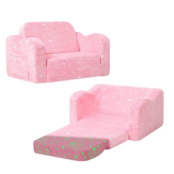 Дитячий диван MeMoreCool, розкладний, дитячий диван, диван-ліжко для малюків 2-в-1, дитяче крісло, міні-диван для дитячої кімнати, вишуканий ігровий диванчик для дівчаток та хлопчиків, рожевий