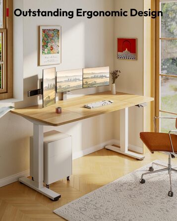 Письмовий стіл з регульованою висотою 18080 см Електричний стіл для роботи стоячи з подвійним двигуном, надзвичайно стабільною рамою та функцією пам&39яті (білийклен) 180 x 80 см клен