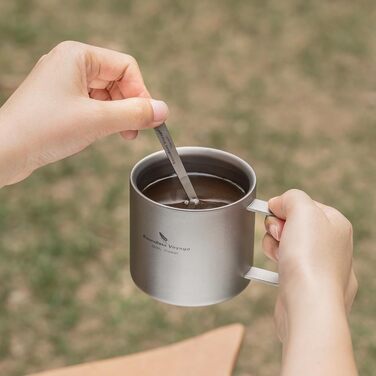 Мл титанова кавова чашка, міні-кухоль з подвійними стінками для еспресо, чаю, кемпінгу та подорожей, міцна, легка, портативний посуд для напоїв, Ti3052D (піскоструйна обробка), сірий, 220