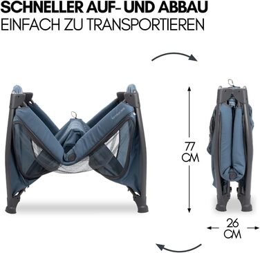 Дитяче ліжечко Hauck для подорожей Play N Relax Center з комфортним матрацом та захистом від комах - Дитяче ліжечко для подорожей з вкладишем для новонароджених, пеленальний килимок та сумка (регульована висота та складається) - темно-синій колір з передн