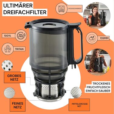 Потужні соковижималки для цілих фруктів Slow Juicer, жолоб подачі 135 мм, 300 Вт, сік холодного віджиму, горіхове молоко, шнекова соковижималка Fridja F2500