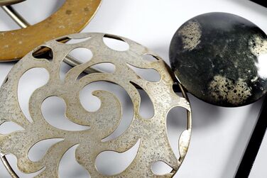 Металевий фотошпалери Kobolo настінне оздоблення металевий малюнок - з кільцями, колами та дзеркалами - 90x31 см