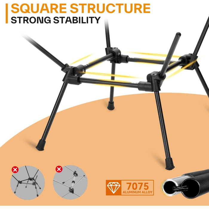 Складаний кемпінговий стілець Sportneer, портативний кемпінговий стілець, вантажопідйомність 150 кг, надлегкий, маленький складний стілець із сумкою для пікніків, активного відпочинку на свіжому повітрі, походів, 1 чорний