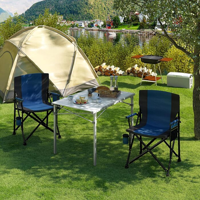 Алюмінієвий стіл WOLTU, кемпінговий стіл, фуршетний стіл, 104x69x70 см (ДхШхВ), складний та портативний дорожній стіл, висока вантажопідйомність та стійкість, сріблястий