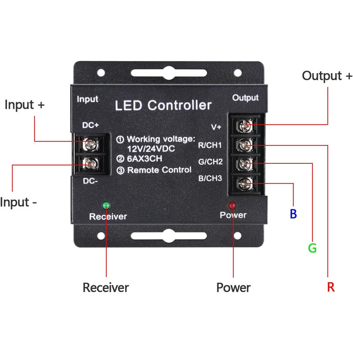 В 12 В 24 В 30 А RF світлодіодна стрічка Диммер ШІМ-контролер затемнення Бездротове керування або кнопкою для регулювання яскравості Підходить для світлодіодних стрічок (контролер RGB), 5