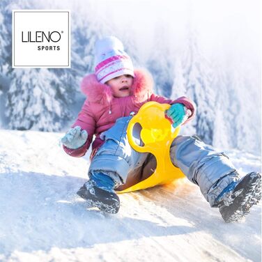 Дитячий килимок для катання на санках LILENO SPORTS (комплект з ) - Пластиковий ковзний диск для всієї родини - Снігові санки для незабутніх зимових днів - Також підходить для дорослих, рожевий