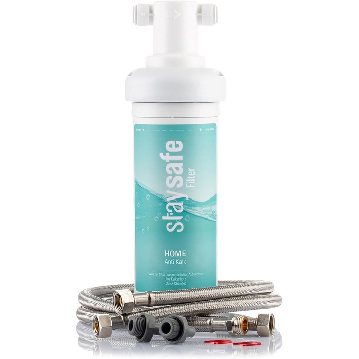 Набір фільтрів для води staysafe ANTIKALK, включаючи безкоштовні аксесуари Гранулят захисту від вапняного нальоту виробництва Німеччини Фільтр для води під раковиною проти забруднюючих речовин у водопровідній воді Швидко встановлюється фільтр для води від