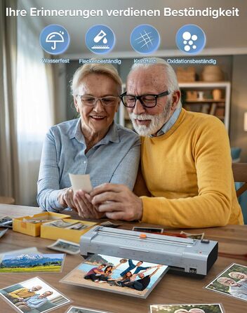 Дюймовий ламінатор A3/A4 з 20 пакетами для ламінування, гарячий та холодний ламінатор, ABS-пластик із захистом від застрягання, 10-в-1 ламінатор з різаком, тримером та закруглювачем кутів для офісу, школи та дому (синій), 13-