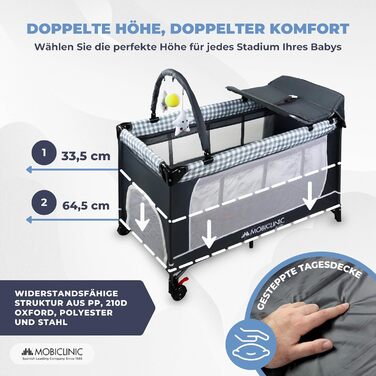 Дитяче ліжечко/приліжкове 3 в 1, пеленальний столик, манеж, повітропроникні бічні стінки з боковим входом, Caelum, макс. 15 кг, колеса з гальмами, дихаюча тканина, сумка для зберігання