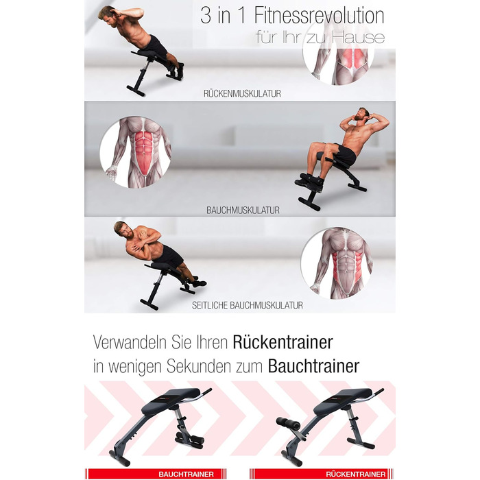 Складана та регульована силова лава Sportstech 3-в-1 для домашнього використання тренажер для пресу, спини та згинання ніг Ідеально підходить для ефективного та результативного тренування в домашньому спортзалі вагою до 130 кг BRT200 Silver