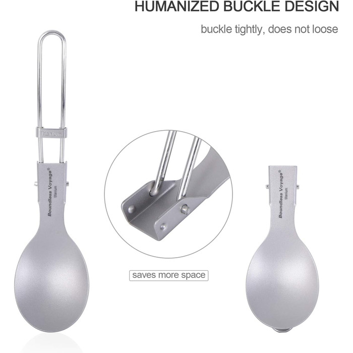 Безмежна подорож Титанова складна ложка Набір виделок Spork Посуд для кемпінгу на відкритому повітрі Титанові столові прибори Ланч