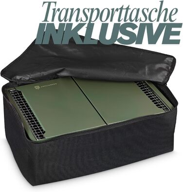 Портативний кемпінговий гриль, складний вугільний гриль, настільний вугільний гриль для подорожей 45x31 см, настільний кемпінговий гриль для приготування їжі на свіжому повітрі, кемпінгу та пікніків (армійський зелений)