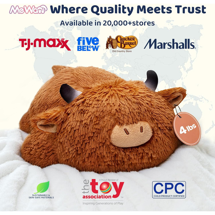 М'яка іграшка Mewaii Weighted Plush Highland Cow, 58 см, 1.8 кг