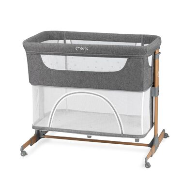 Дитяче ліжечко Momi SMART Bed 4-в-1 до 15 кг, приліжкове ліжечко для немовлят з матрацом, регульована висота, сірого кольору, одномісне