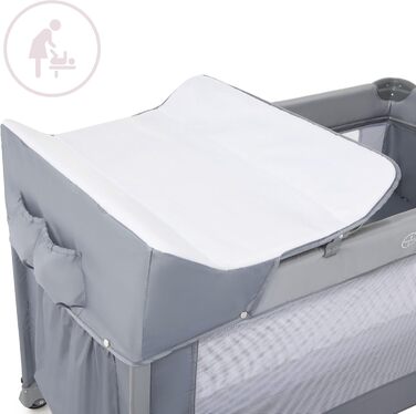 Дитяче ліжечко Moby-System Closely 3-в-1 - дитяче дорожнє ліжечко з пеленальною підкладкою, матрацом, сумкою для перенесення - регульована по висоті приліжкова ліжечка, манеж (6 предметів)
