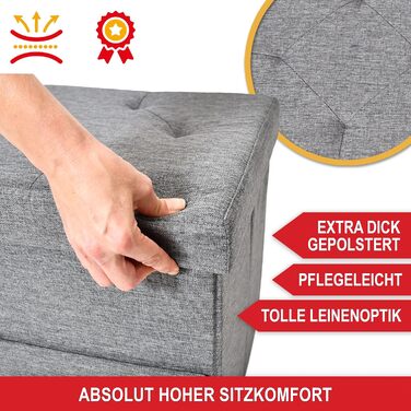 Лавка для зберігання речей - з практичним місцем для зберігання речей - кришка на петлях та шухляди - коробка для зберігання сірого кольору - м&39яка - ідеальні меблі для вітальні, коридору тощо (2 шухляди)