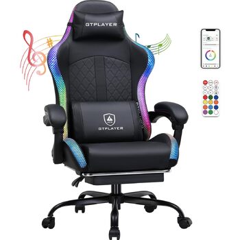 Ігрове крісло GTPLAYER, офісне крісло, ігрове крісло з динаміком та світловою панеллю, геймерське крісло, спинка з кишенею для зберігання, ергономічне крісло для ПК з пультом дистанційного керування
