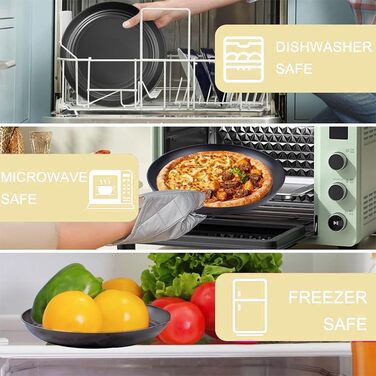 Набір посуду для кемпінгу з нержавіючою сталлю, міцний пластиковий посуд, легкий, яскравий та багаторазовий для пікніків, барбекю та саду, придатний для миття в посудомийній машині, чорний