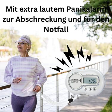 Крокомір Marshall німецькою мовою I 1361 I З тривожною сигналізацією для стримування в надзвичайних ситуаціях I Голосове повідомлення про споживання калорій, кількість кроків, відстань, час