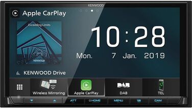 Сантиметровий цифровий медіа-монісівер WVGA з DAB, бездротовим CarPlay, Android Auto, бездротовим дублюванням Android, Wi-Fi, подвійним USB, аудіо високої роздільної здатності, ємнісним сенсорним екраном, 8019DABS 17,7-