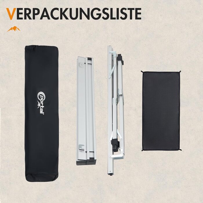 Складаний кемпінговий стіл PORTAL, регульована висота, алюмінієвий, 108 x 71 см, зсувний, легкий, для пікніків, вечірок, садів, походів, подорожей, сріблястий